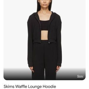 Skims luxury lounge waffle knit zip up hoodie black